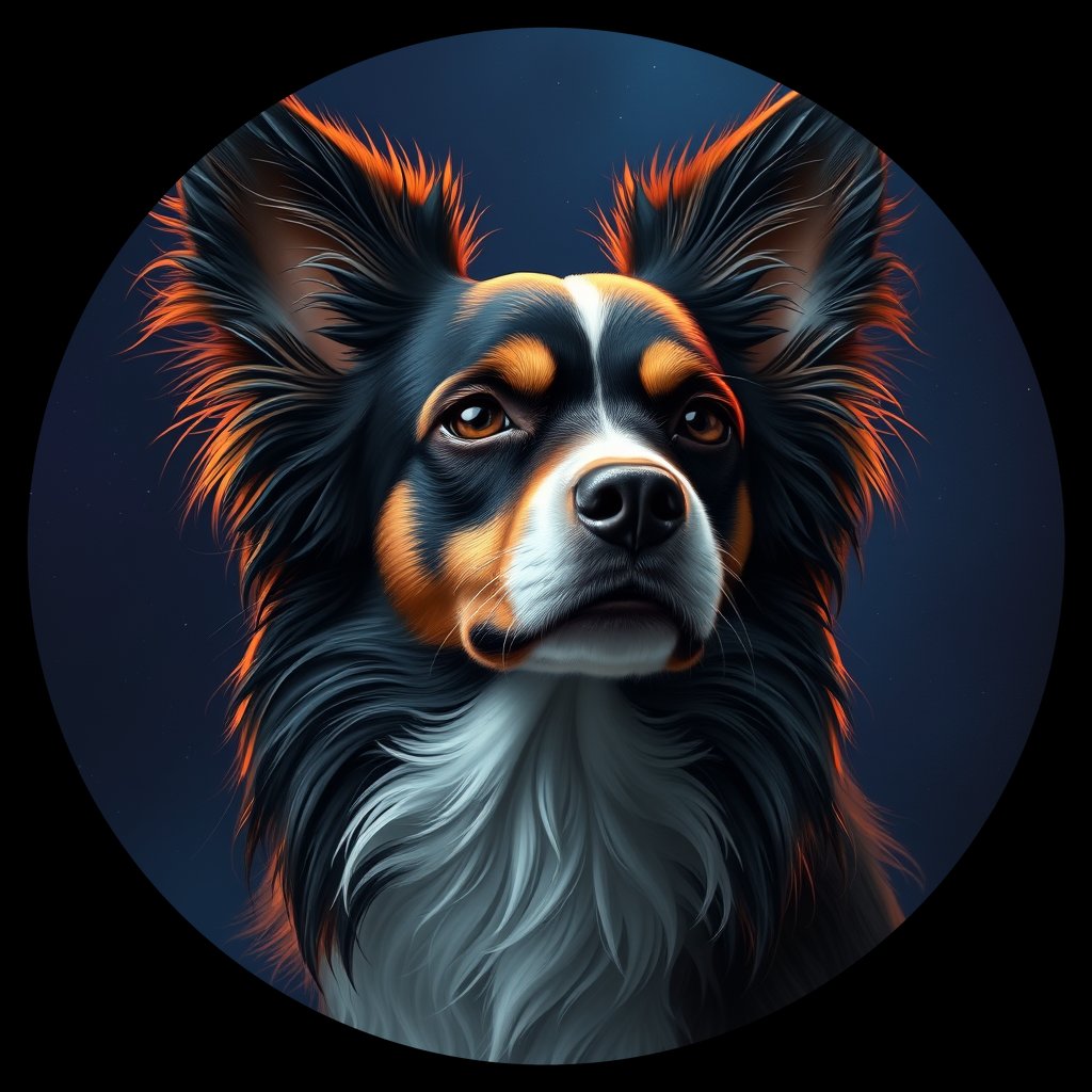 Cosmic medallion portrait of PAPI_PAPI_06205, a Papillon