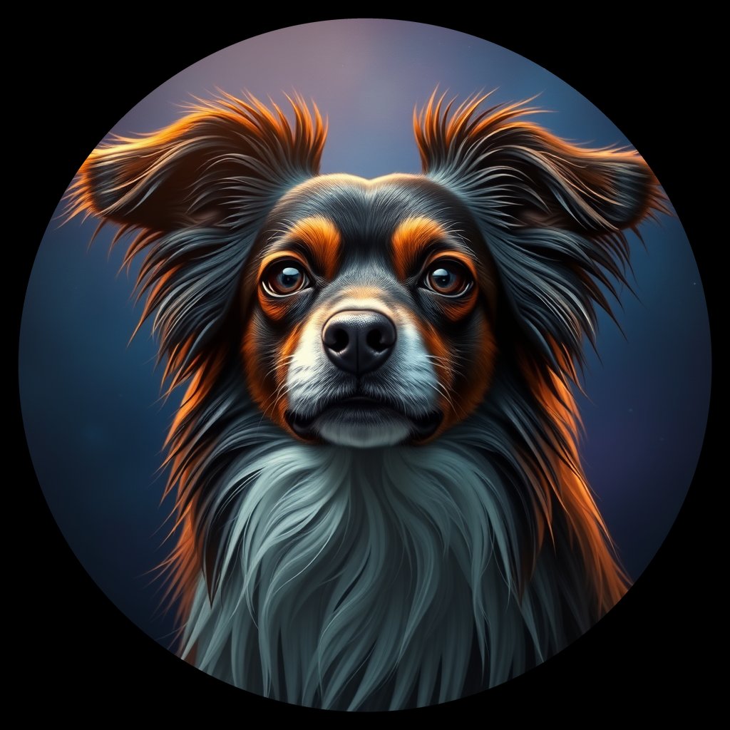 Cosmic medallion portrait of PAPI_PAPI_07262, a Papillon