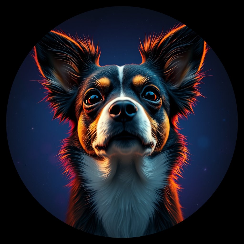 Cosmic medallion portrait of PAPI_PAPI_22902, a Papillon
