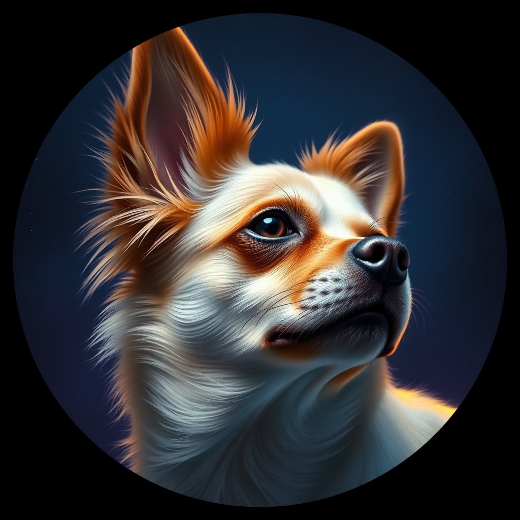 Cosmic medallion portrait of PAPI_PAPI_28462, a Papillon
