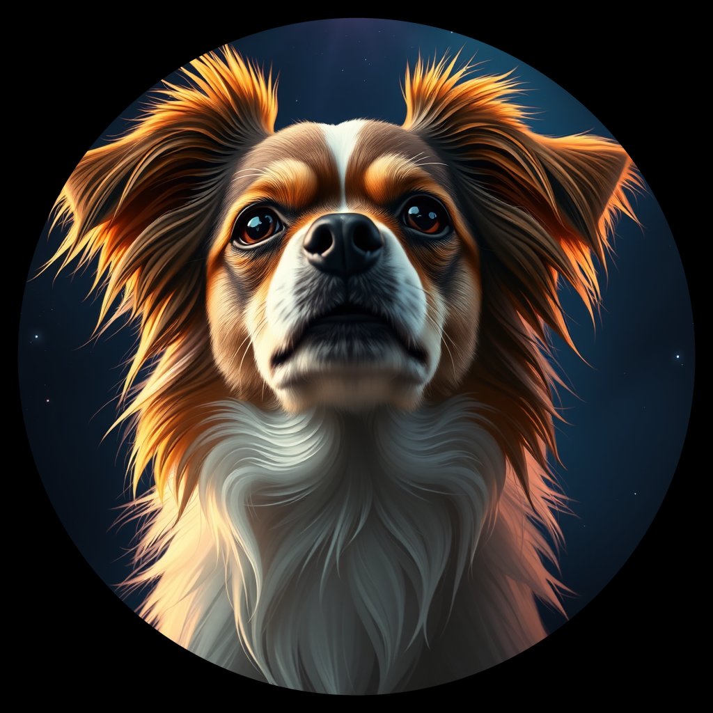 Cosmic medallion portrait of PAP_32323_PAP_32323, a Papillon
