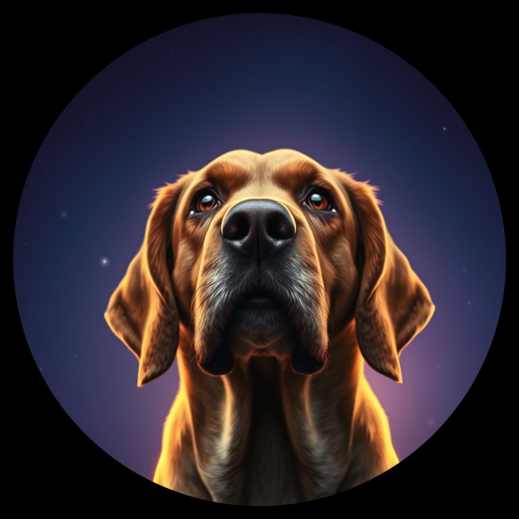 Cosmic medallion portrait of PBGV_PBGV_09419, a Petit Basset Griffon Vendeen