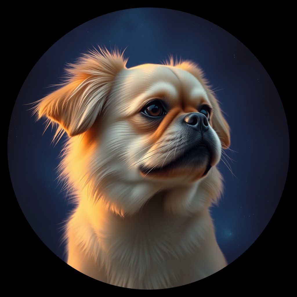 Cosmic medallion portrait of PEKE_PEKE_22957, a Pekingese