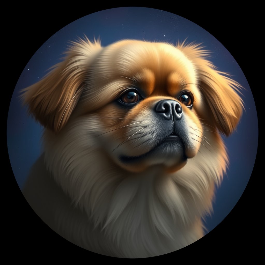 Cosmic medallion portrait of PEKE_PEKE_22961, a Pekingese
