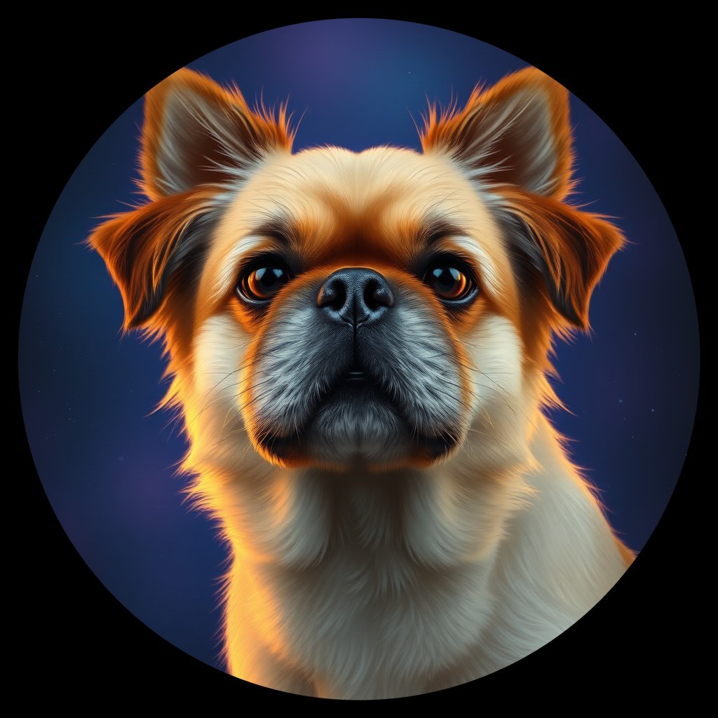 Cosmic medallion portrait of PEKE_PEKE_22966, a Pekingese