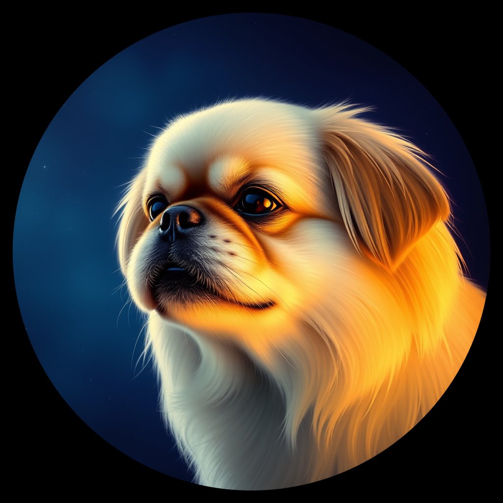 Cosmic medallion portrait of PEKE_PEKE_23347, a Pekingese