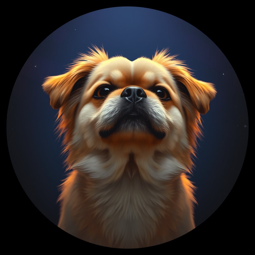 Cosmic medallion portrait of PEKE_PEKE_23354, a Pekingese