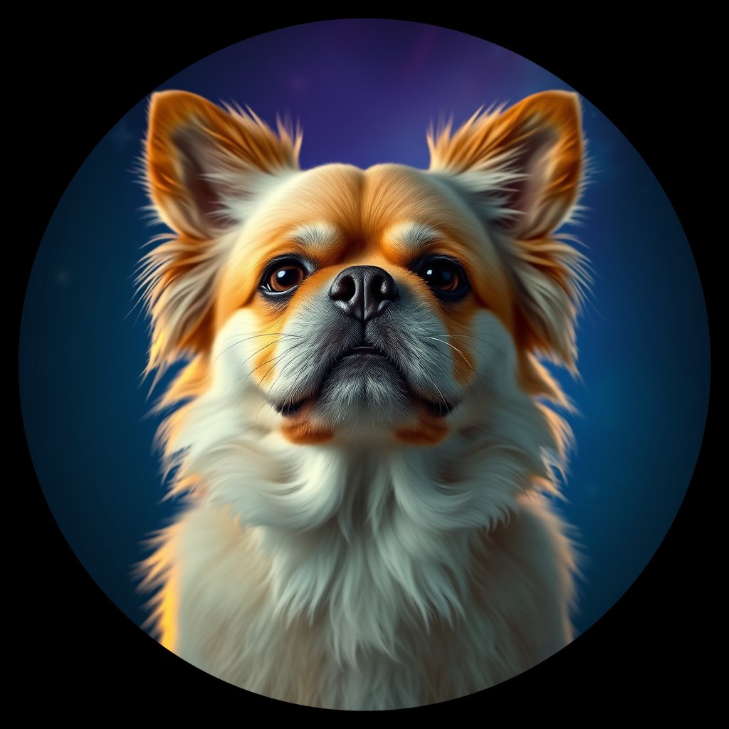 Cosmic medallion portrait of PEKE_PEKE_23356, a Pekingese