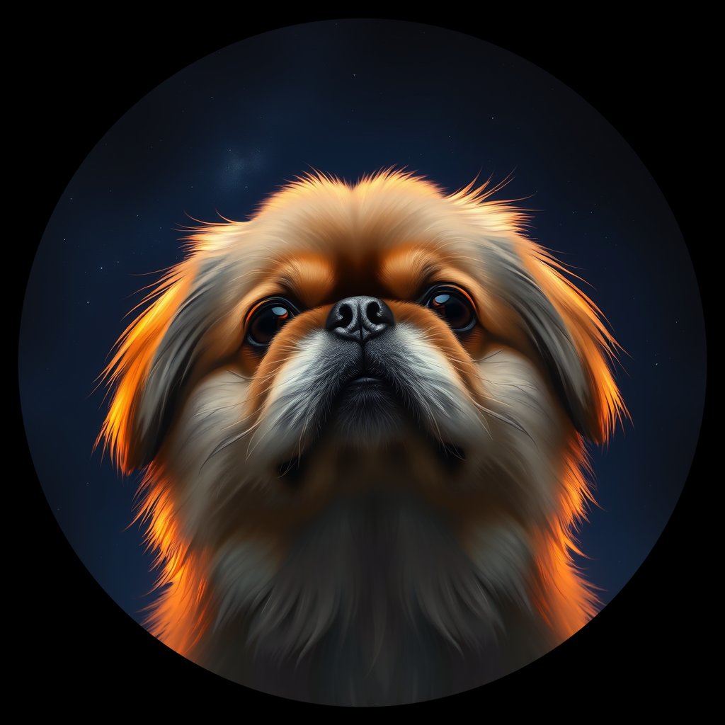 Cosmic medallion portrait of PEKE_PEKE_23359, a Pekingese