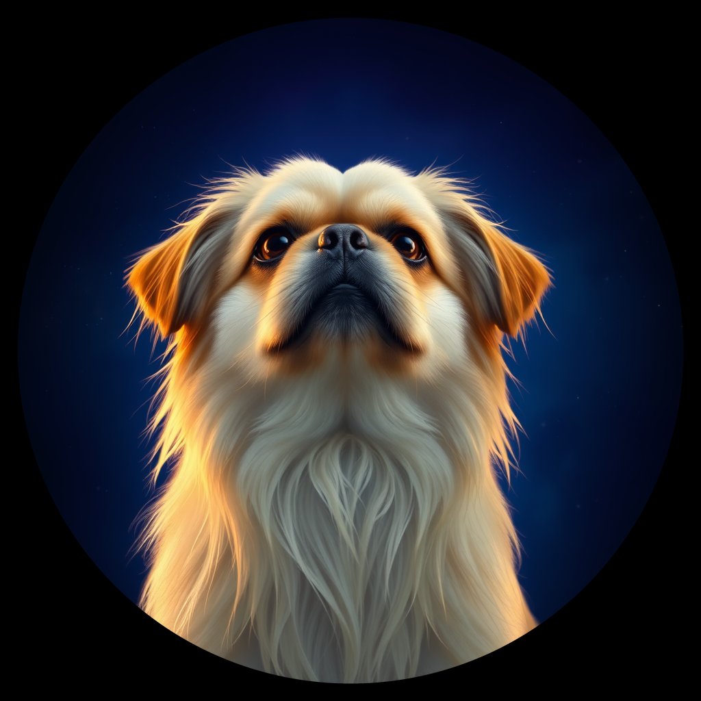 Cosmic medallion portrait of PEKE_PEKE_23363, a Pekingese