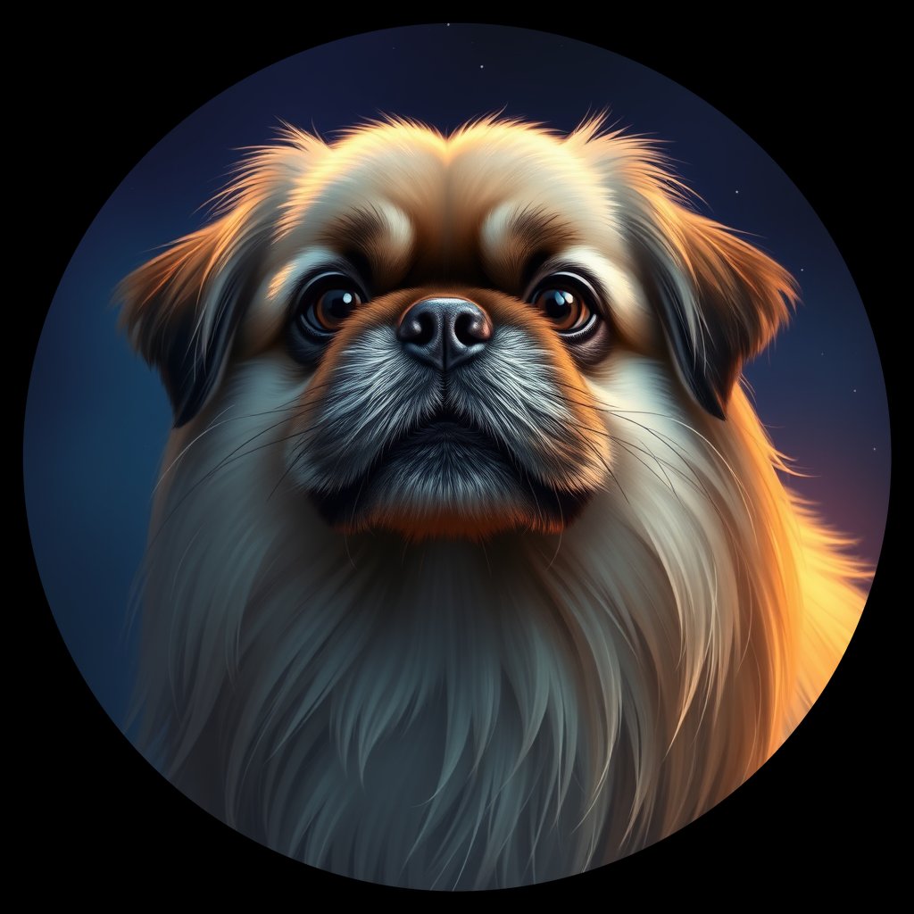 Cosmic medallion portrait of PEKE_PEKE_24587, a Pekingese