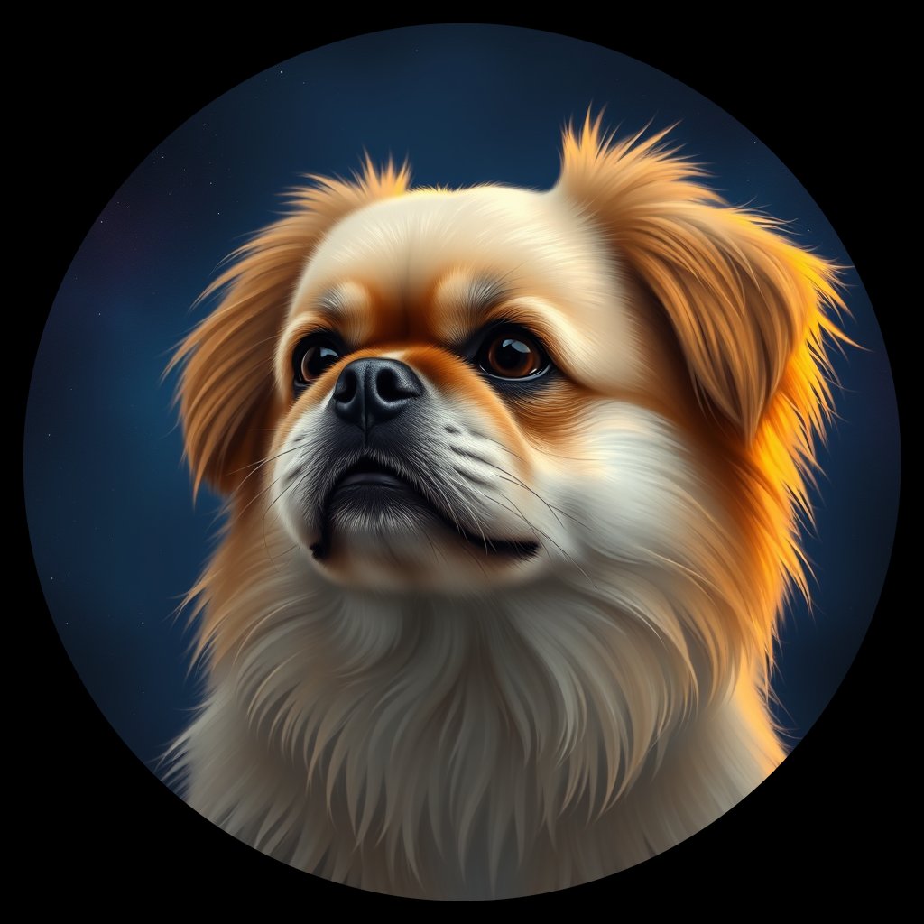 Cosmic medallion portrait of PEKE_PEKE_27448, a Pekingese