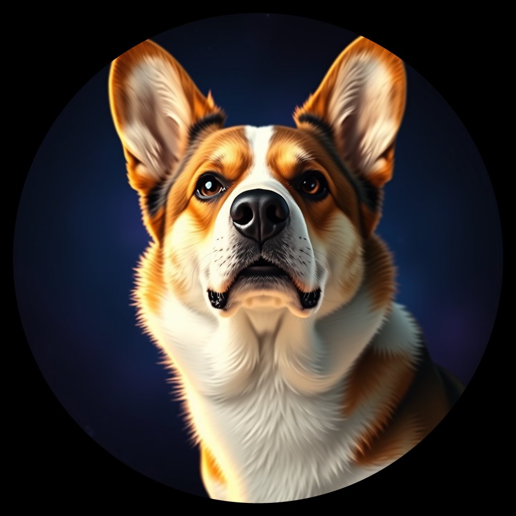 Cosmic medallion portrait of PEMB_PEMB_06631, a Pembroke Welsh Corgi