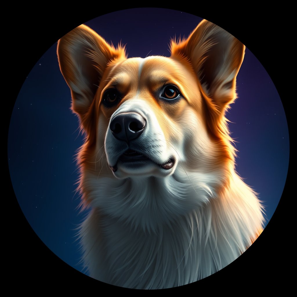 Cosmic medallion portrait of PEMB_PEMB_06636, a Pembroke Welsh Corgi