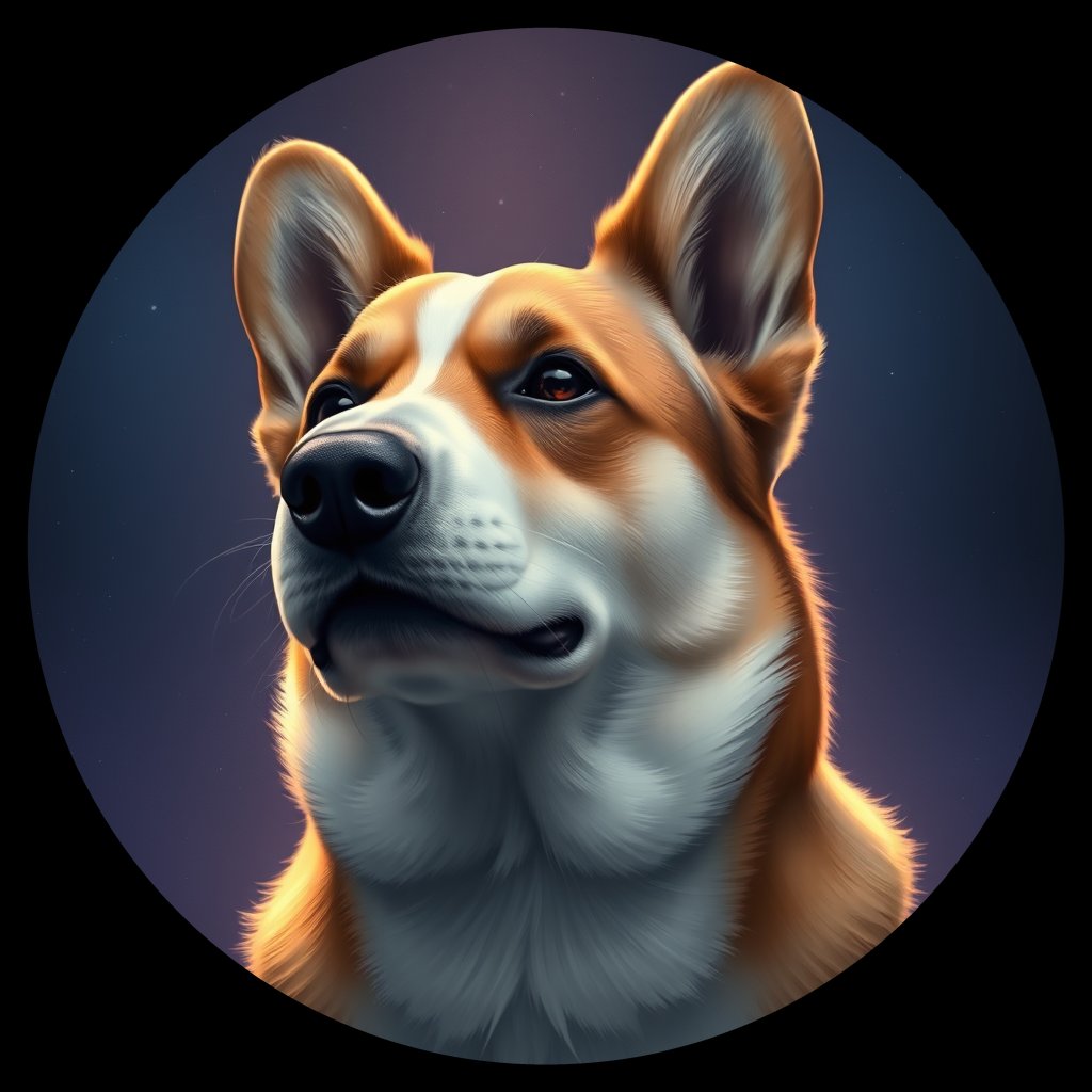 Cosmic medallion portrait of PEMB_PEMB_06642, a Pembroke Welsh Corgi