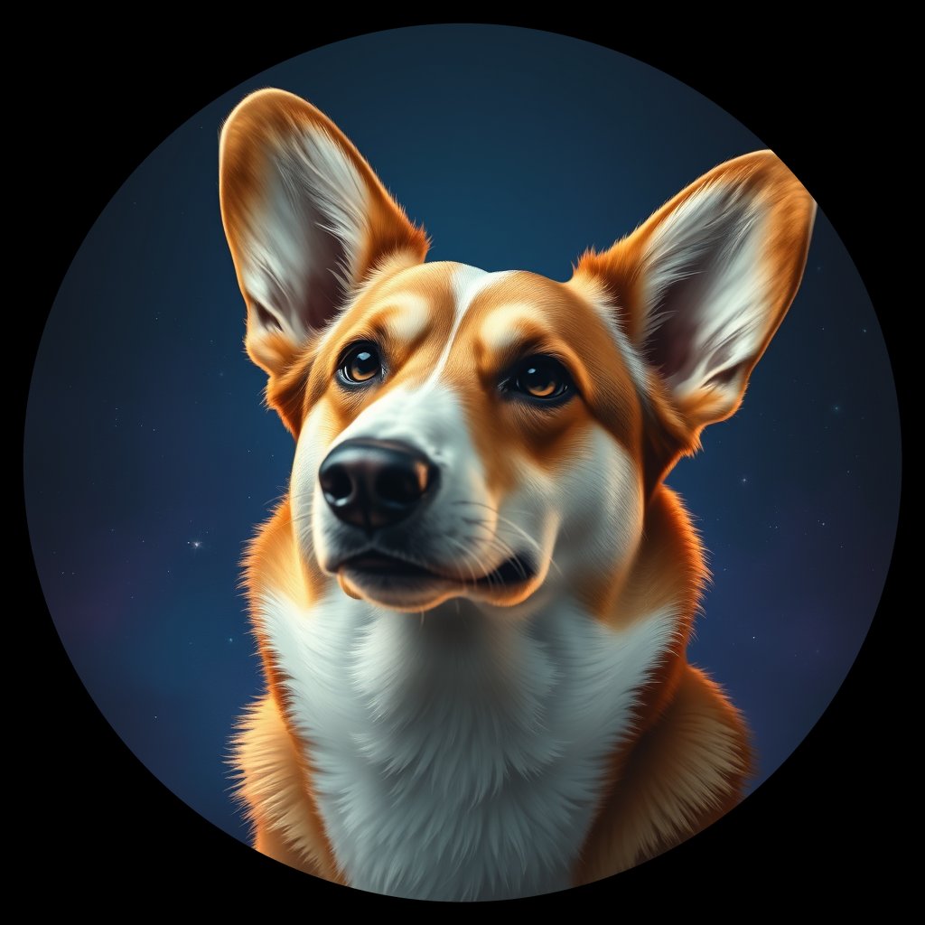 Cosmic medallion portrait of PEMB_PEMB_06681, a Pembroke Welsh Corgi