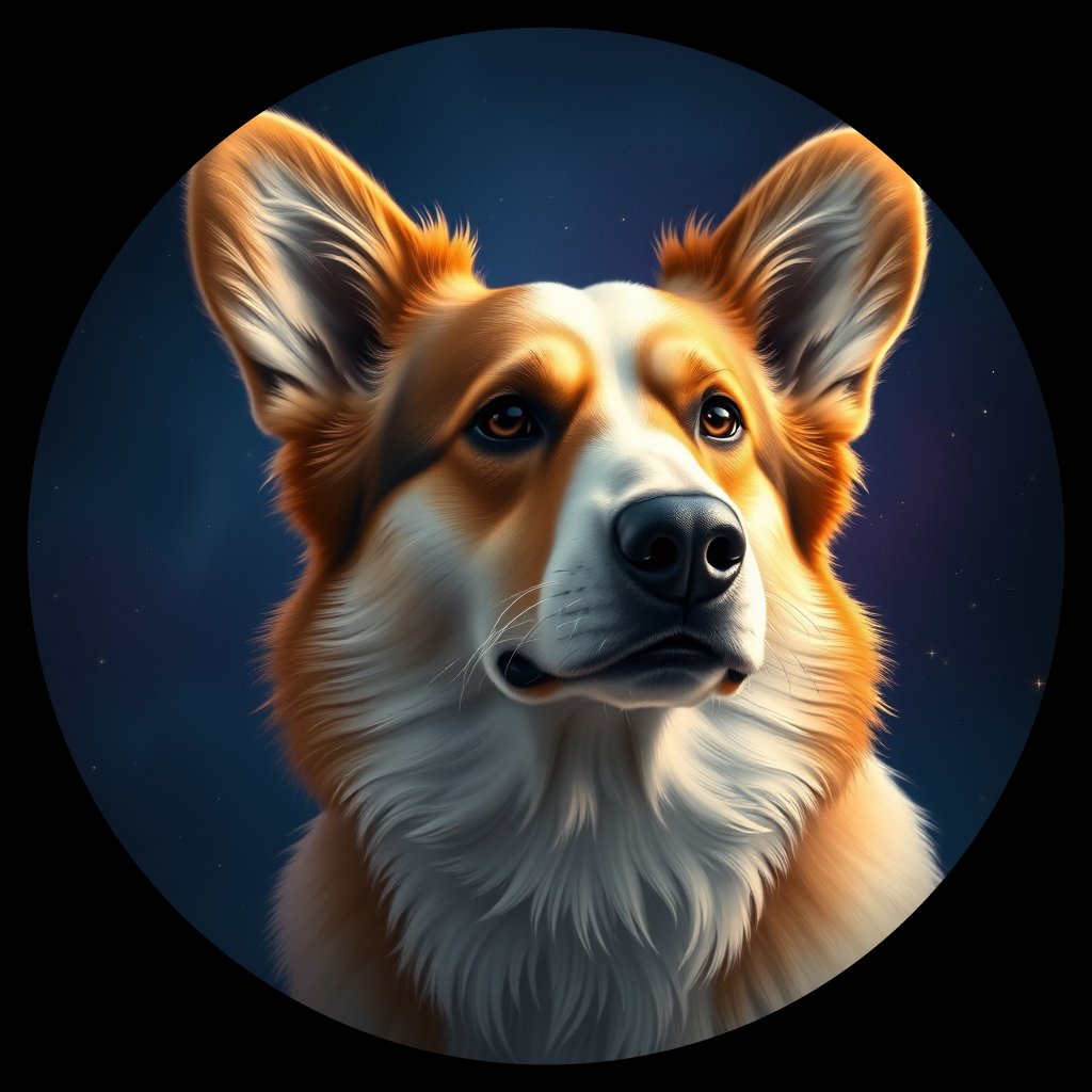 Cosmic medallion portrait of PEMB_PEMB_28457, a Pembroke Welsh Corgi