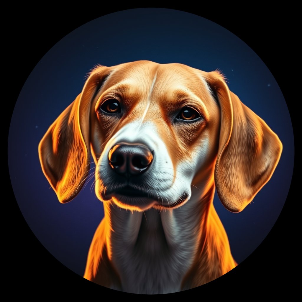 Cosmic medallion portrait of PFZ10A01_PFZ10A01, a Beagle