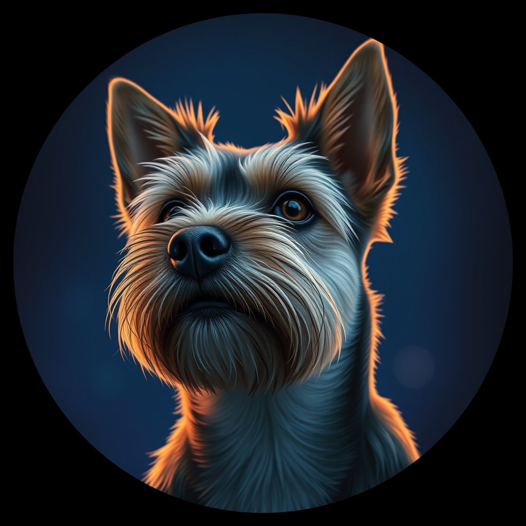 Cosmic medallion portrait of PFZ10A03_PFZ10A03, a Cairn Terrier