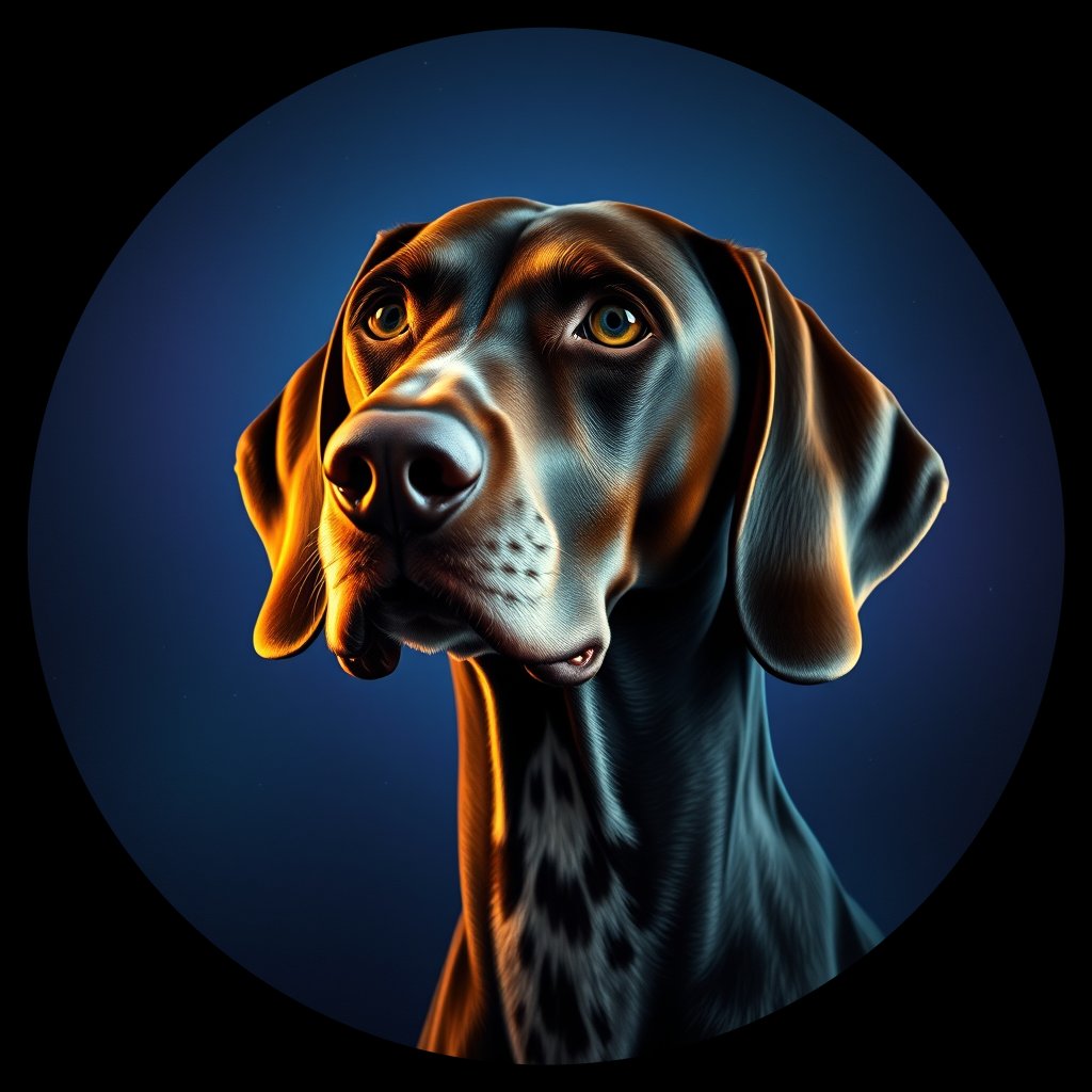 Cosmic medallion portrait of PFZ10A05_PFZ10A05, a German Shorthaired Pointer