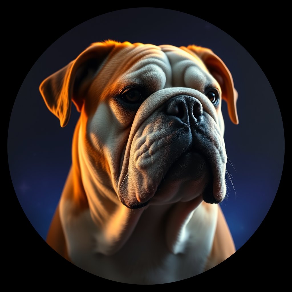 Cosmic medallion portrait of PFZ10A12_PFZ10A12, a Bulldog