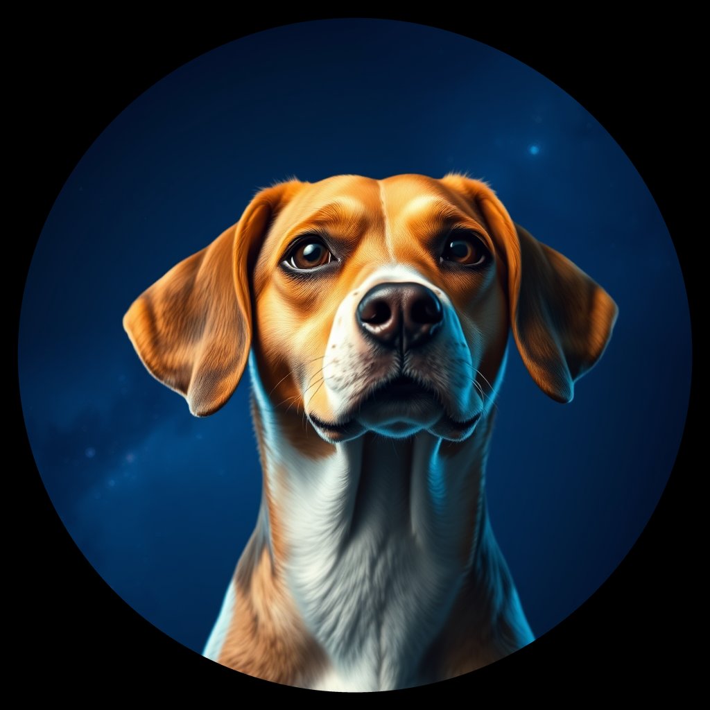 Cosmic medallion portrait of PFZ10B01_PFZ10B01, a Beagle