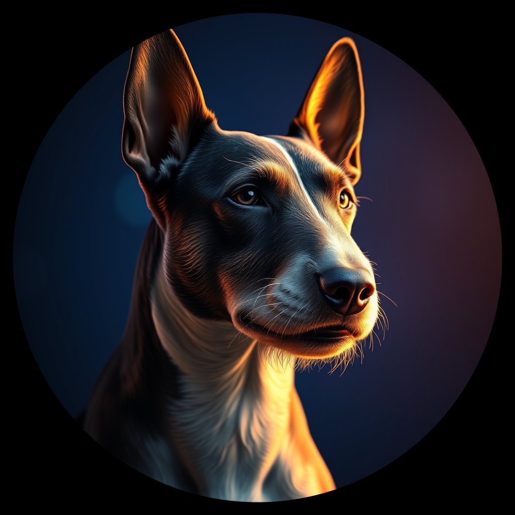 Cosmic medallion portrait of PFZ10B02_PFZ10B02, a Bull Terrier
