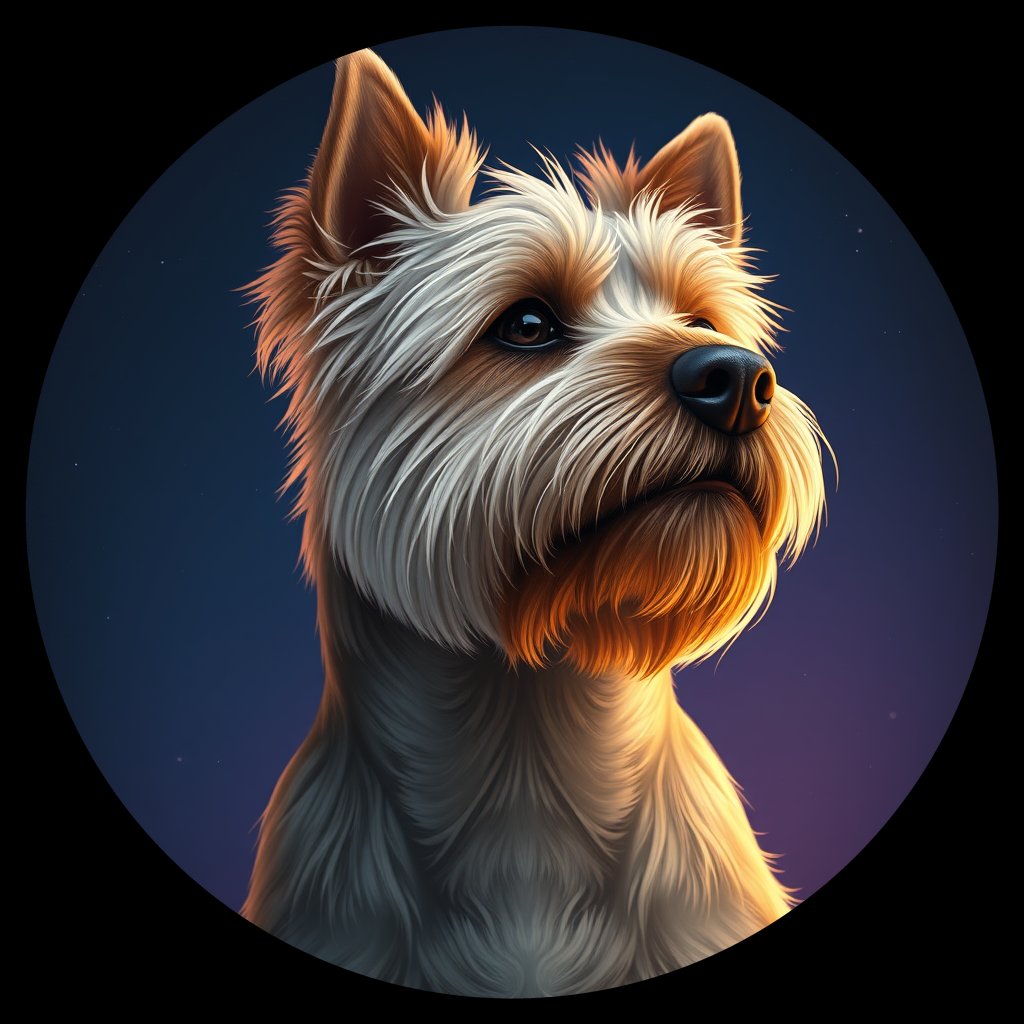 Cosmic medallion portrait of PFZ10B03_PFZ10B03, a Cairn Terrier