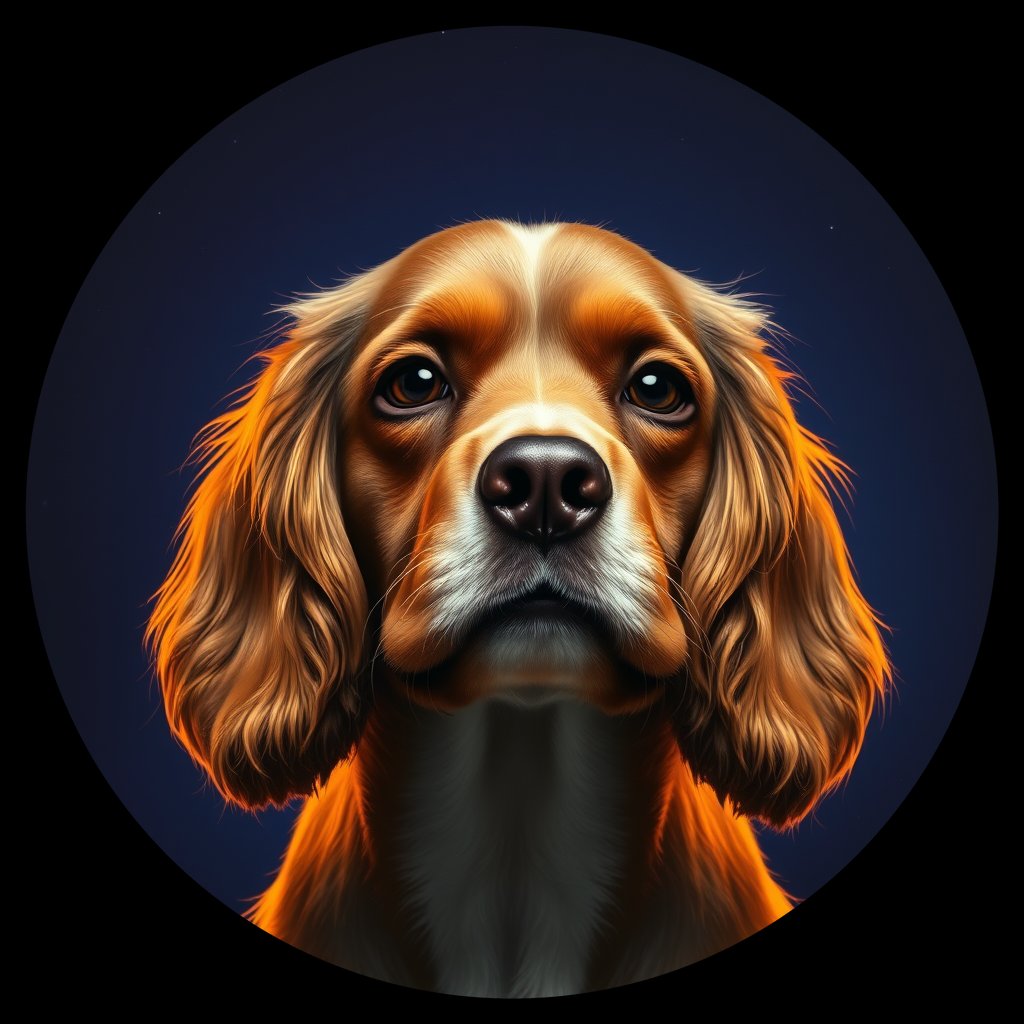 Cosmic medallion portrait of PFZ10B04_PFZ10B04, a English Cocker Spaniel