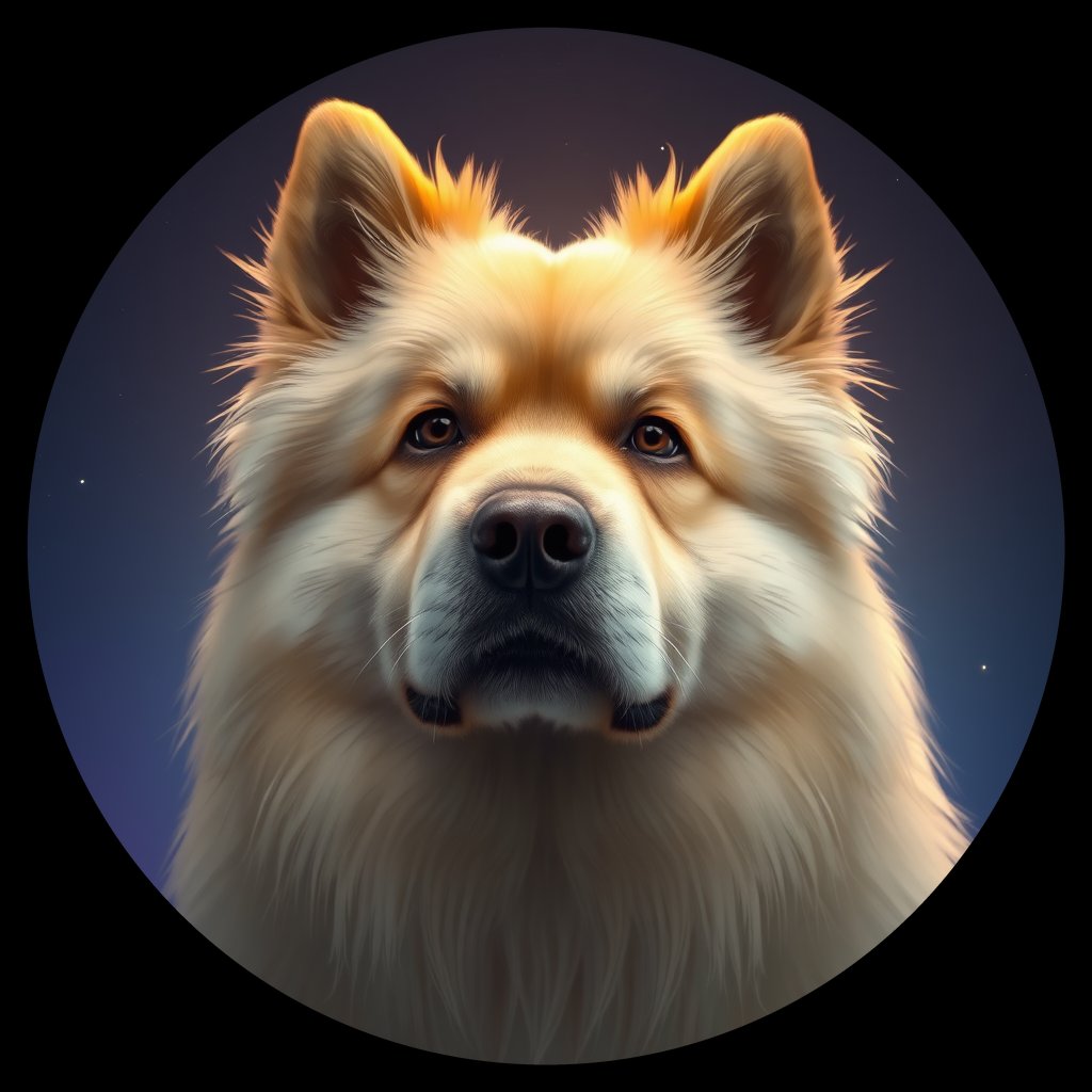 Cosmic medallion portrait of PFZ10B06_PFZ10B06, a Keeshond