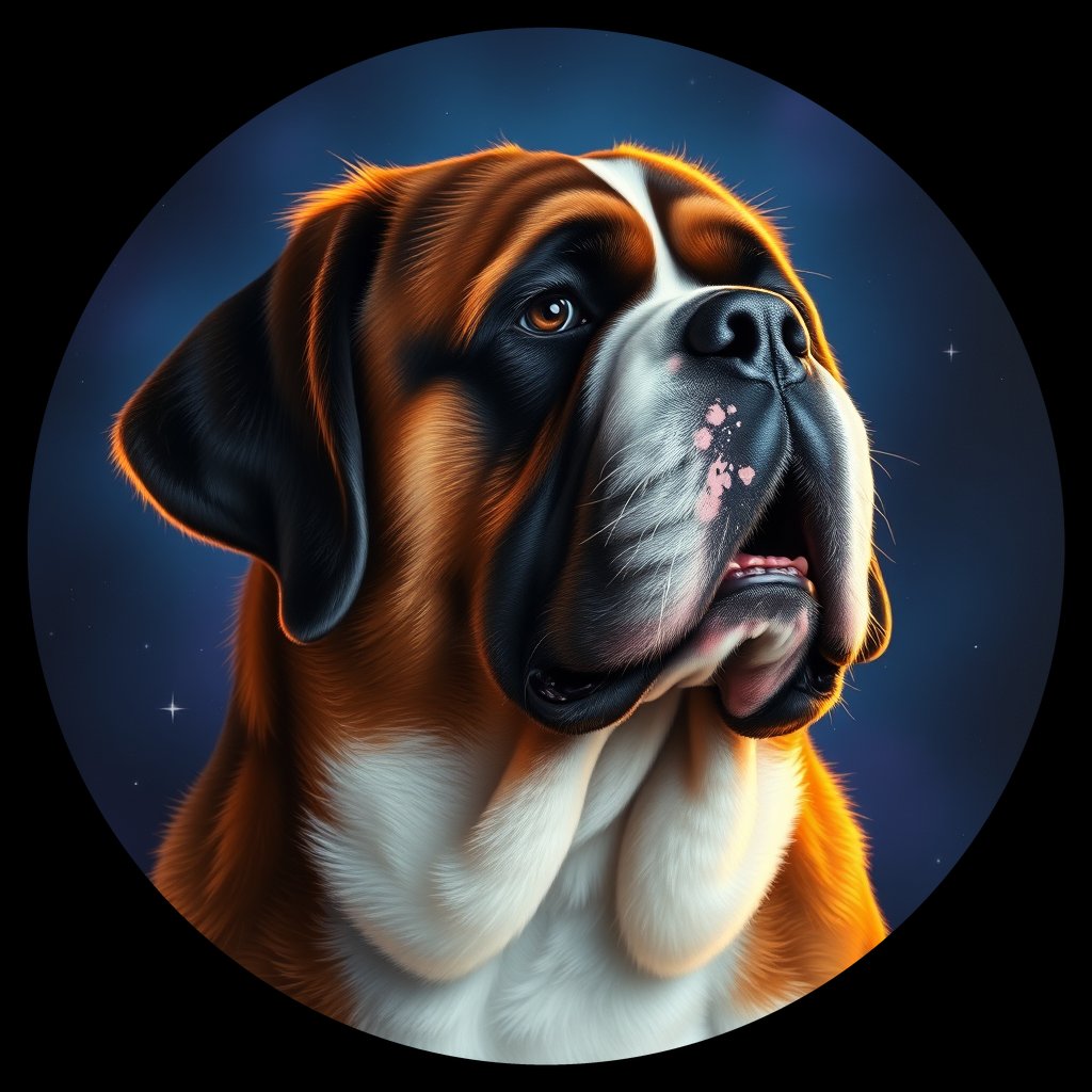 Cosmic medallion portrait of PFZ10B08_PFZ10B08, a Saint Bernard