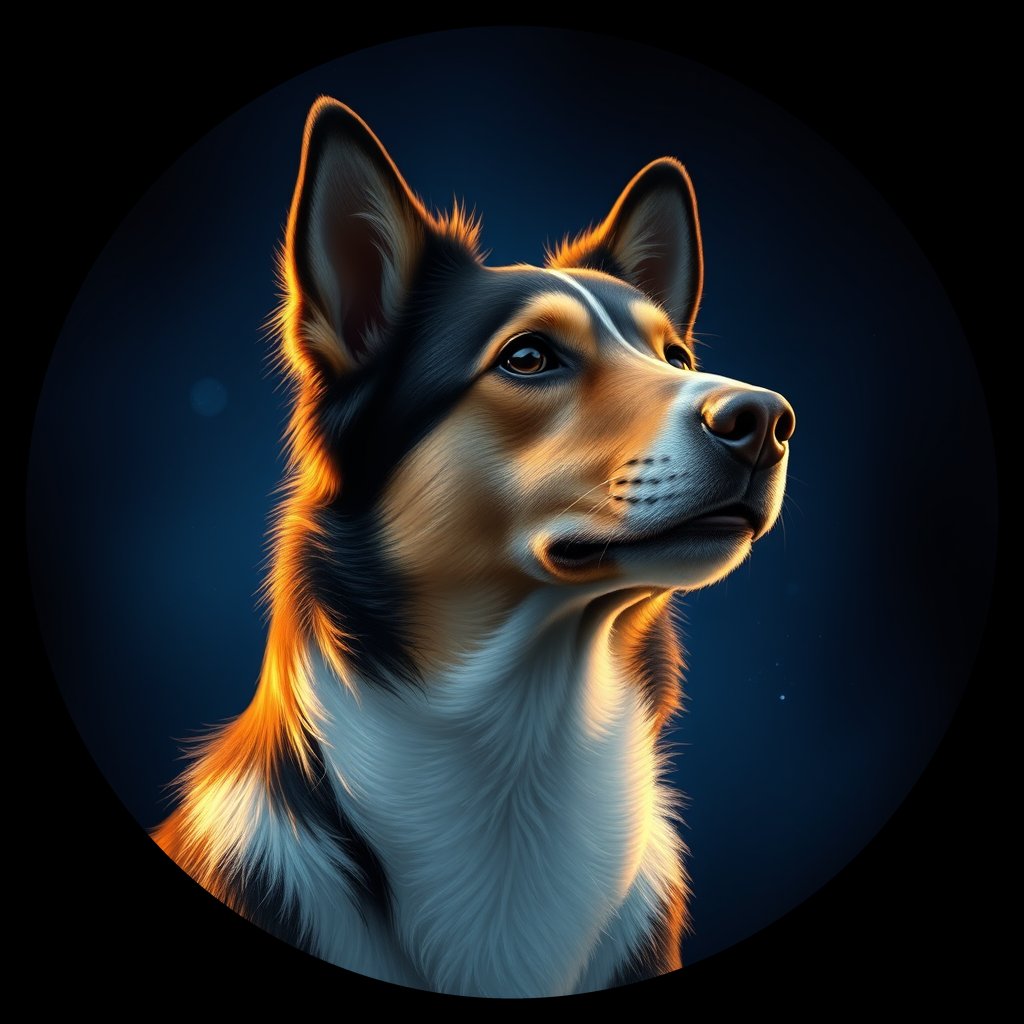 Cosmic medallion portrait of PFZ10B12_PFZ10B12, a Collie