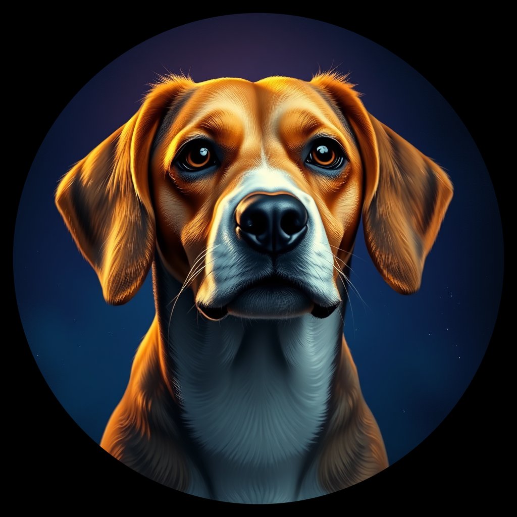 Cosmic medallion portrait of PFZ10C01_PFZ10C01, a Beagle