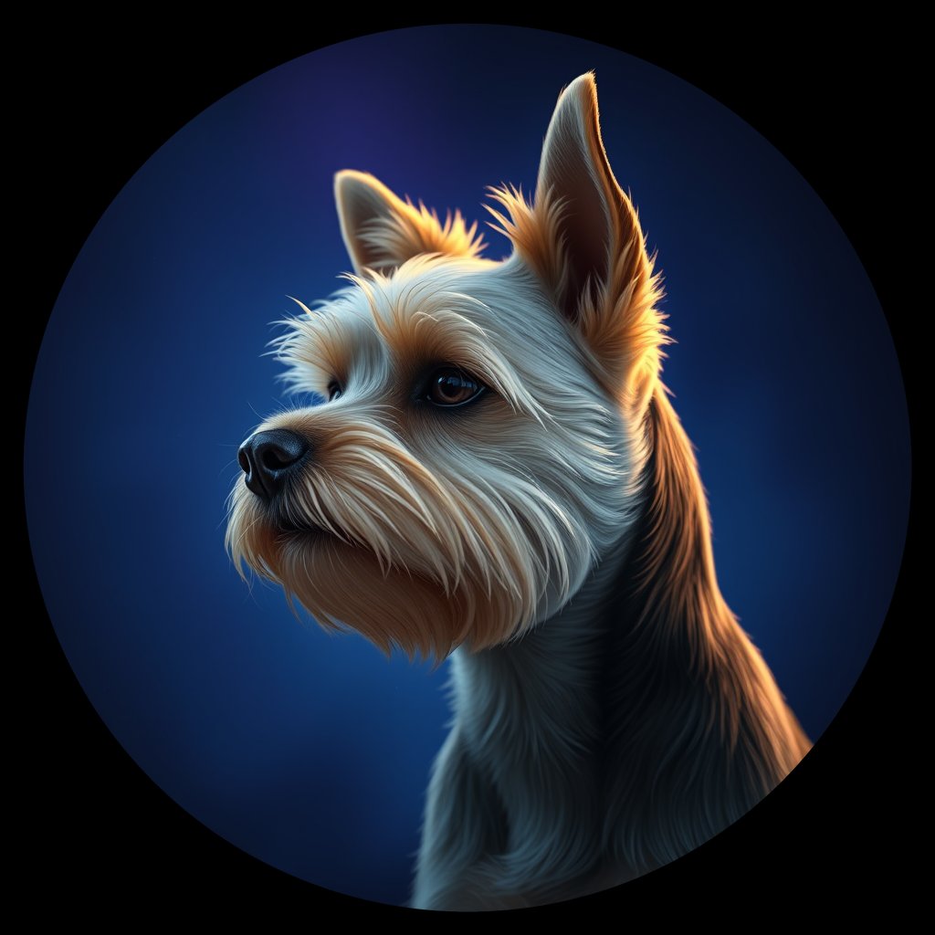 Cosmic medallion portrait of PFZ10C02_PFZ10C02, a Cairn Terrier