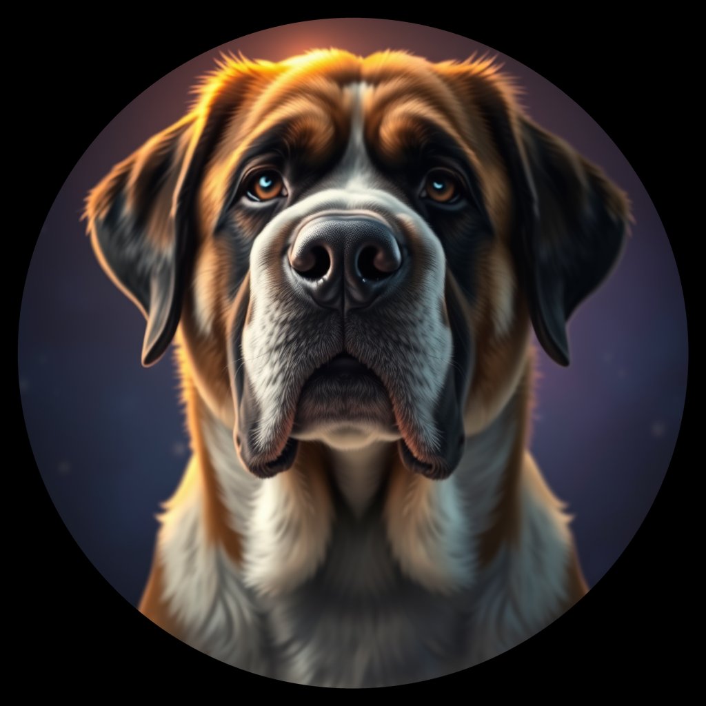 Cosmic medallion portrait of PFZ10C07_PFZ10C07, a Saint Bernard