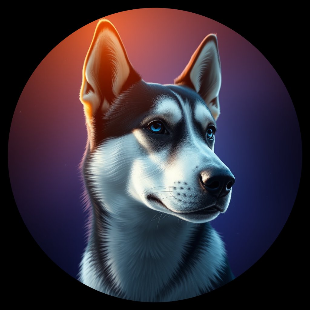 Cosmic medallion portrait of PFZ10C09_PFZ10C09, a Siberian Husky