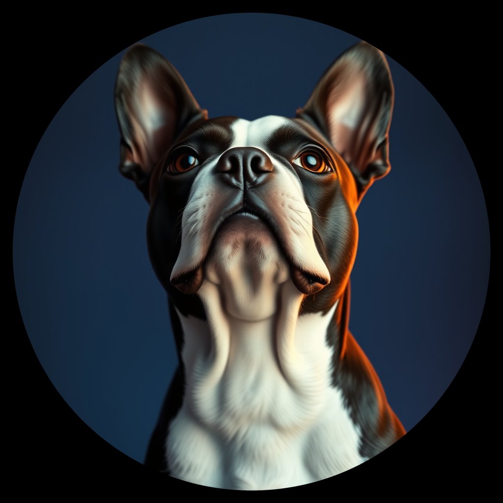 Cosmic medallion portrait of PFZ10C10_PFZ10C10, a Boston Terrier