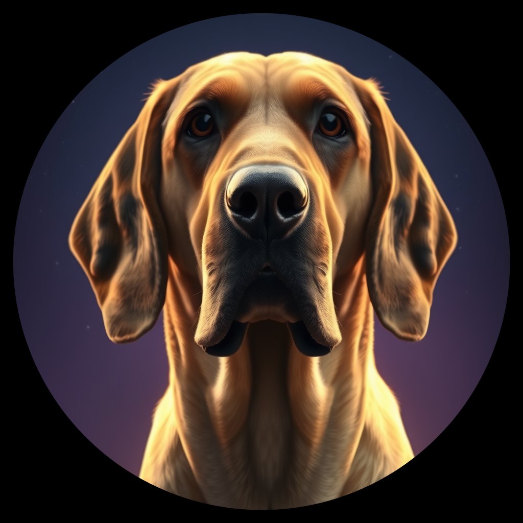 Cosmic medallion portrait of PFZ10C12_PFZ10C12, a Bloodhound