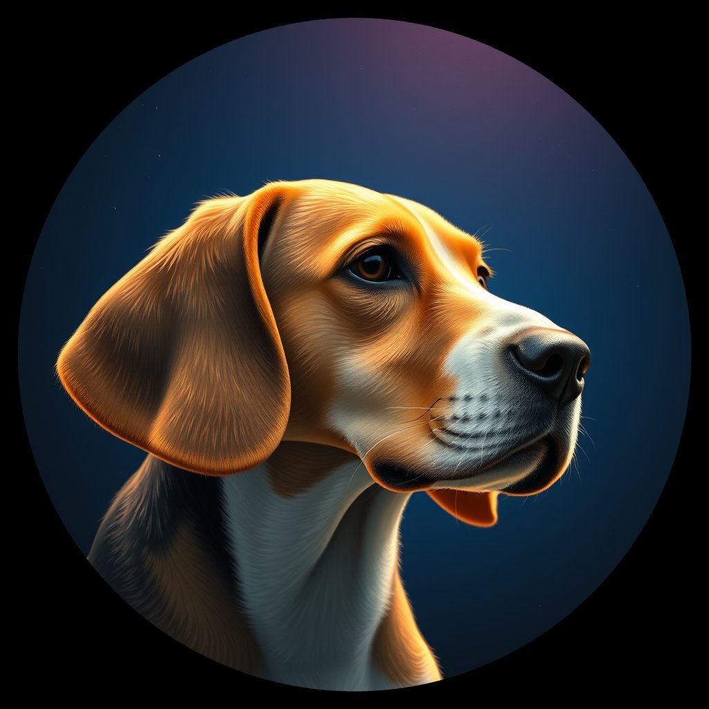 Cosmic medallion portrait of PFZ10D01_PFZ10D01, a Beagle