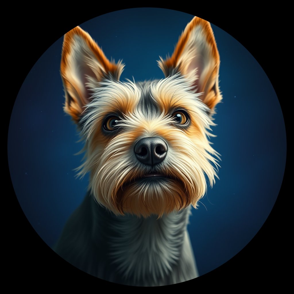 Cosmic medallion portrait of PFZ10D02_PFZ10D02, a Cairn Terrier