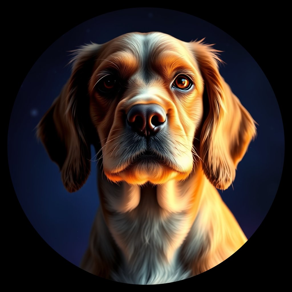 Cosmic medallion portrait of PFZ10D04_PFZ10D04, a English Cocker Spaniel