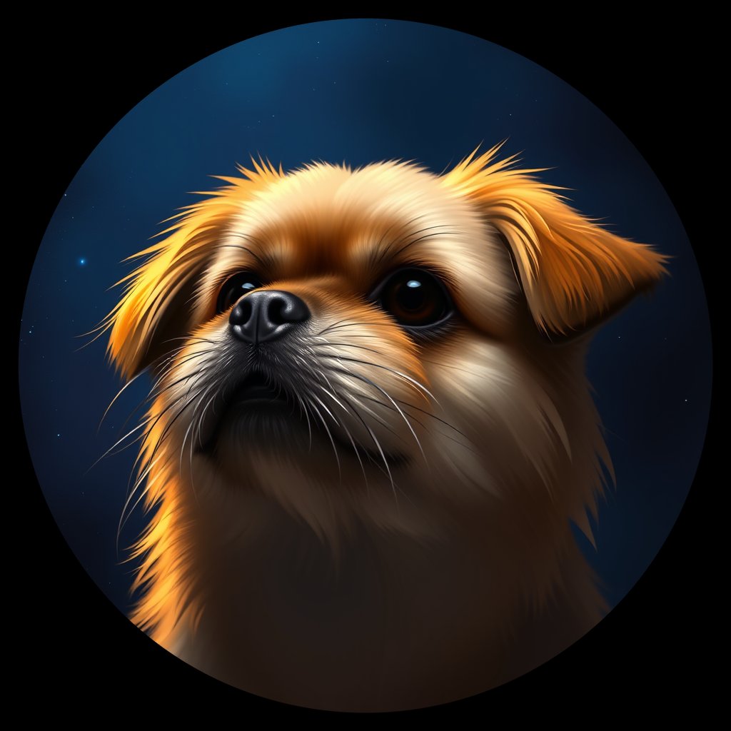 Cosmic medallion portrait of PFZ10D06_PFZ10D06, a Pekingese