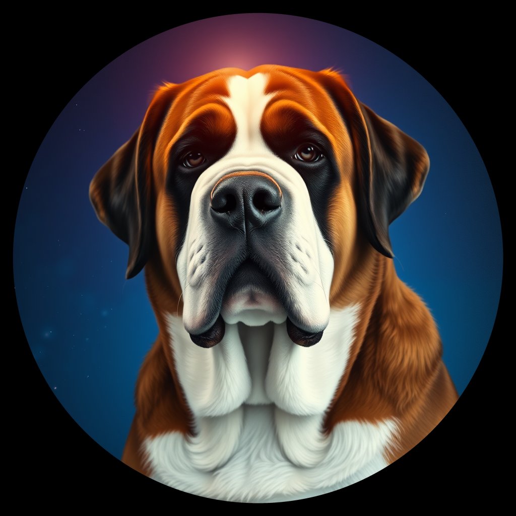 Cosmic medallion portrait of PFZ10D07_PFZ10D07, a Saint Bernard