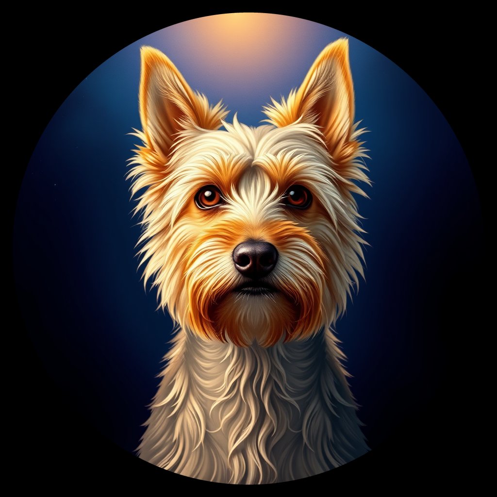 Cosmic medallion portrait of PFZ10D09_PFZ10D09, a Silky Terrier