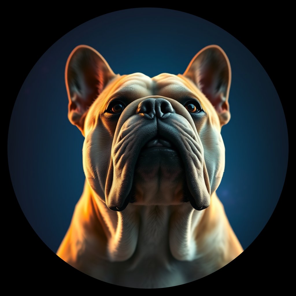 Cosmic medallion portrait of PFZ10D11_PFZ10D11, a Bulldog