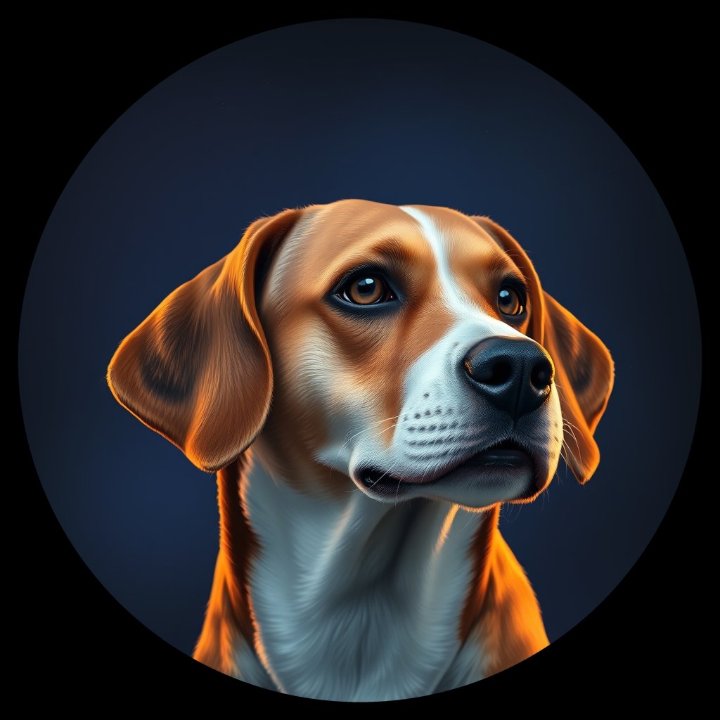 Cosmic medallion portrait of PFZ10E01_PFZ10E01, a Beagle