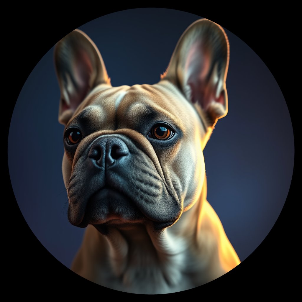 Cosmic medallion portrait of PFZ10E04_PFZ10E04, a French Bulldog