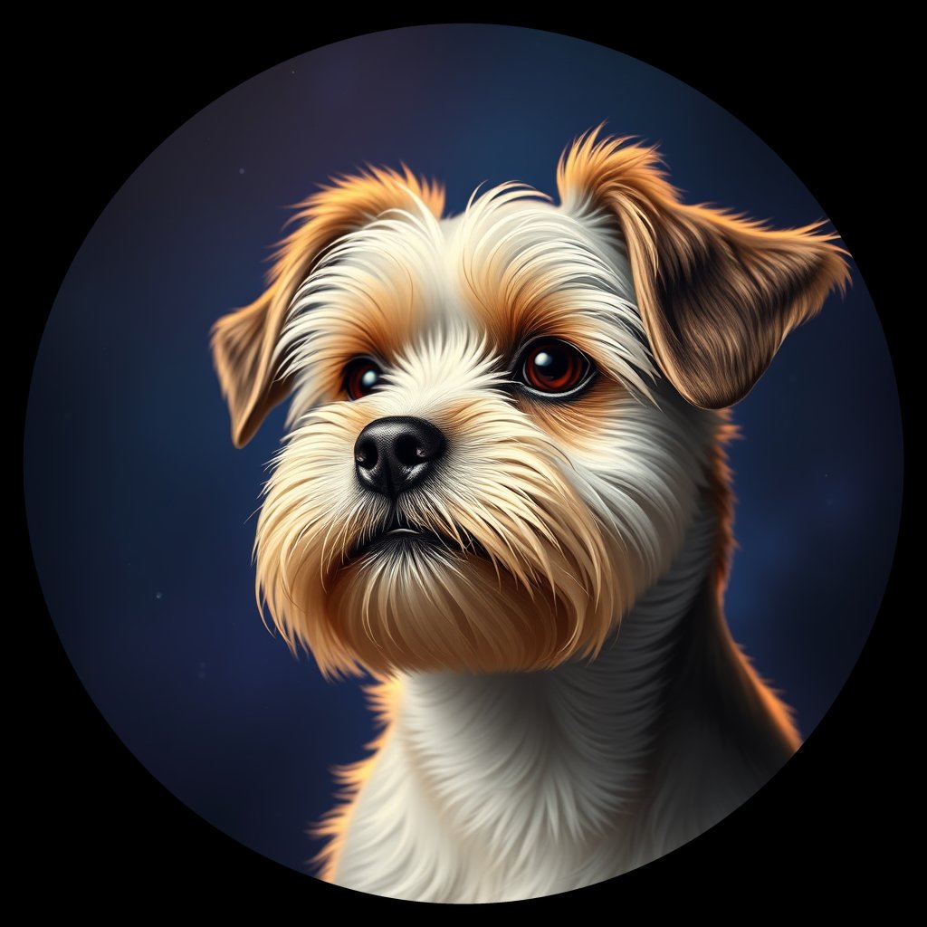 Cosmic medallion portrait of PFZ10E05_PFZ10E05, a Havanese