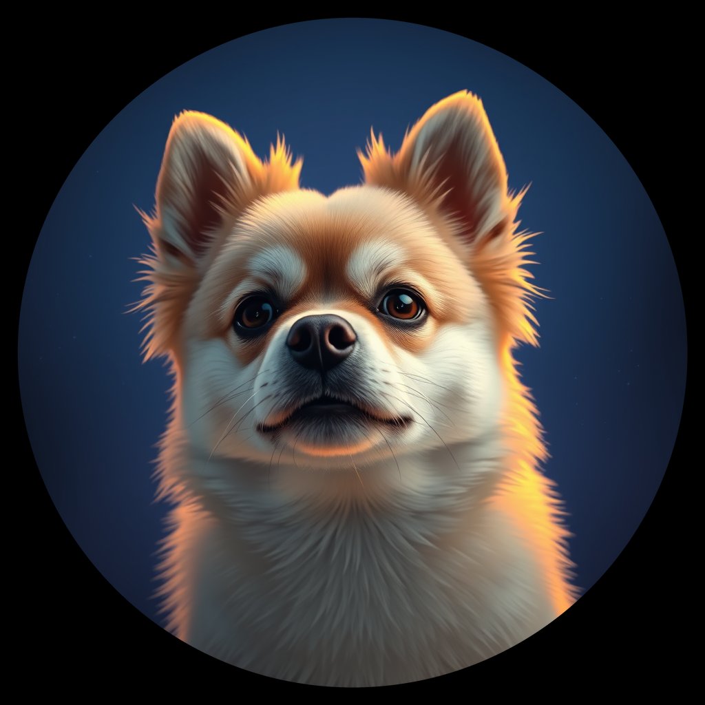 Cosmic medallion portrait of PFZ10E06_PFZ10E06, a Pomeranian