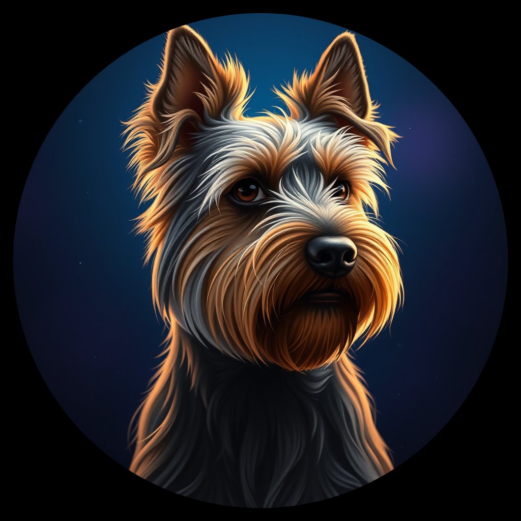 Cosmic medallion portrait of PFZ10E09_PFZ10E09, a Silky Terrier